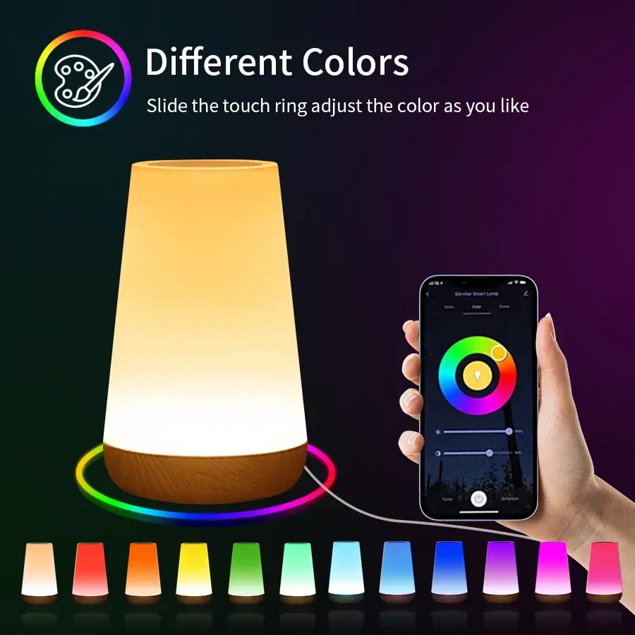 Thumbnail: Tuya Wifi LED Smart Night Lights Dimmable Touch Table Lamp RGB Table Bedside Lam