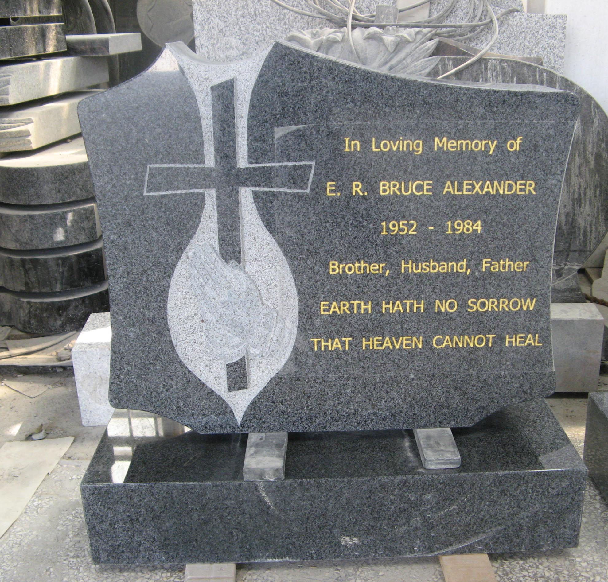 Tombstone with Cross+Praying Hands