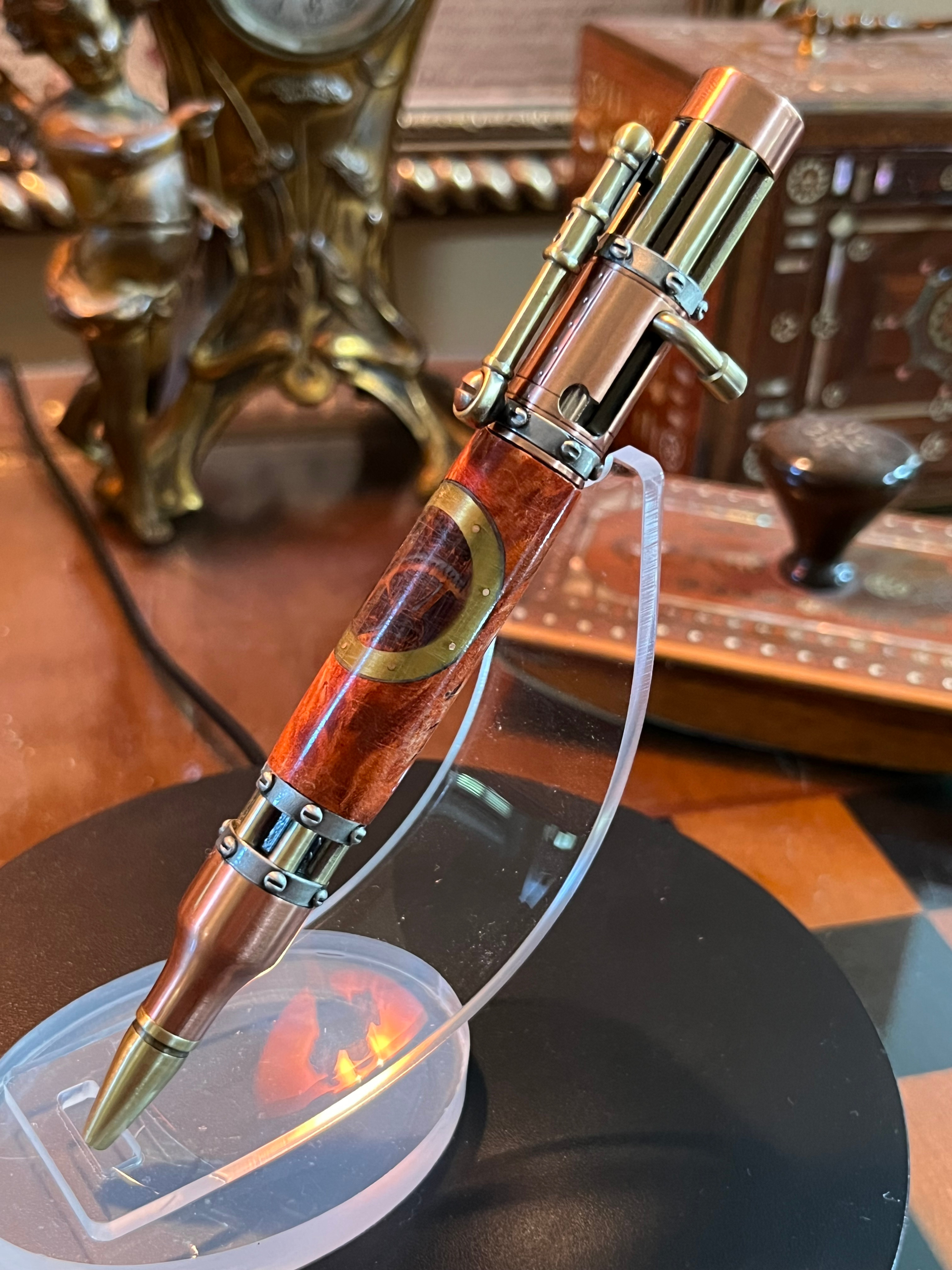 The Ironwood Engineer – Brass & Burl Steampunk Pen