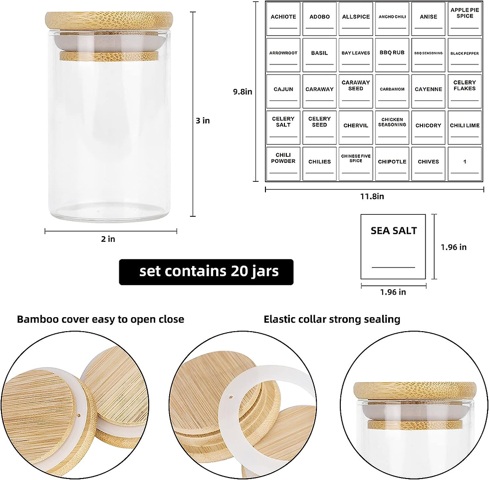 Thumbnail: Glass Spice Jars Set of 20 - 3.2Oz (95Ml) Mini Spice Jar with Bamboo Airtight Li