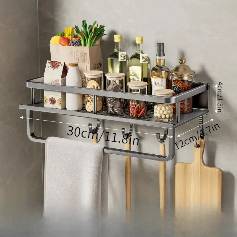 Thumbnail: Spice, Farmhouse Condiment Organizer Cabinet Hanging, Flexible Wall Shelf Kitche