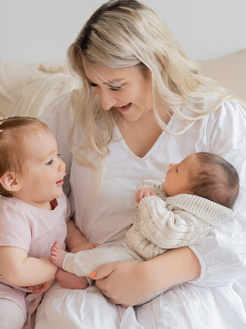 Newborn and family studio photograph
