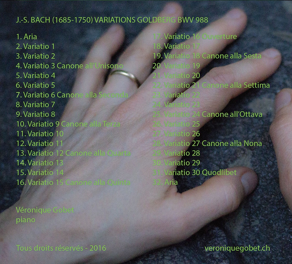 Miniaturbild: CD - Bach - Variations Goldberg - Véronique Gobet, piano