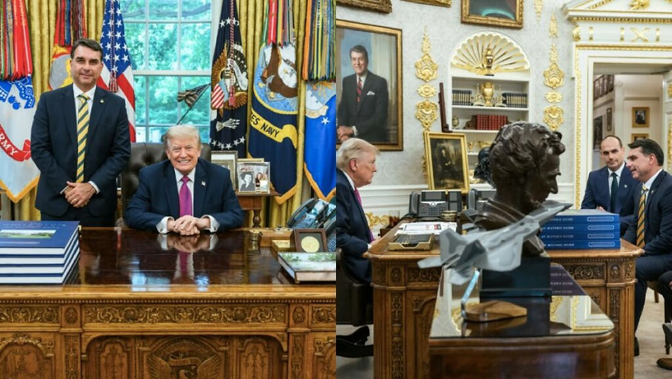 Trump exalta Flávio Bolsonaro em foto após visita à Casa Branca