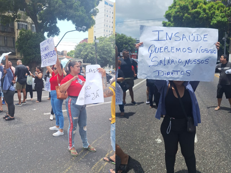 Servidores demitidos das UPAs protestam em frente à Sesma por falta de rescisão e salários atrasados