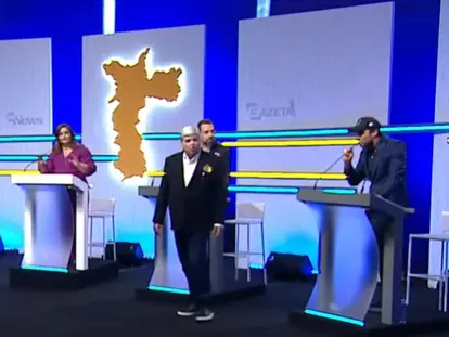 Eleições SP: Datena discute com Marçal e segurança é chamado no palco