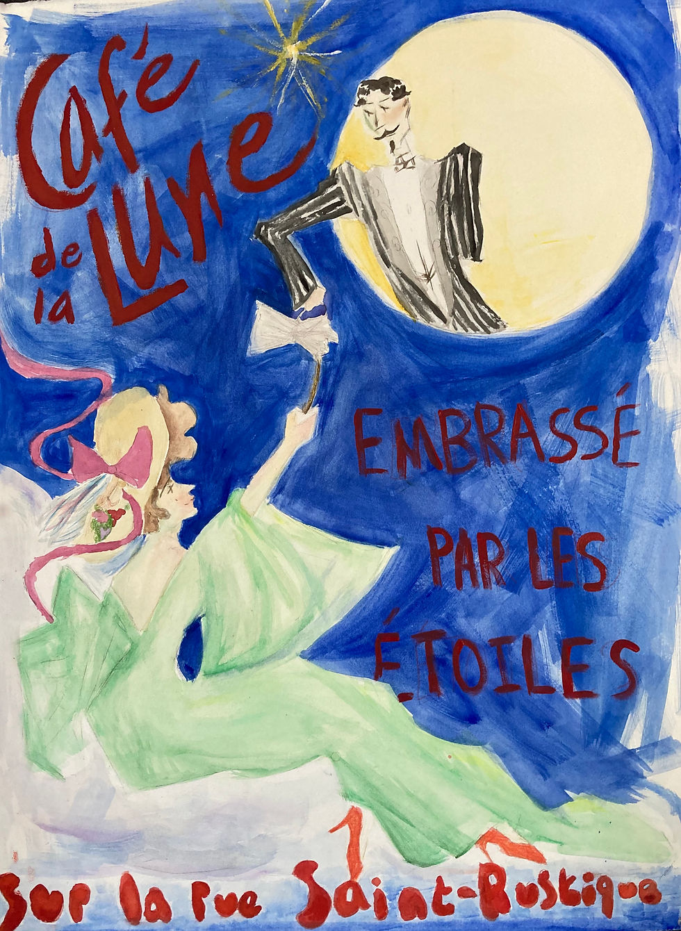 French Poster Inspired, original watercolor poster, 16 yrs old