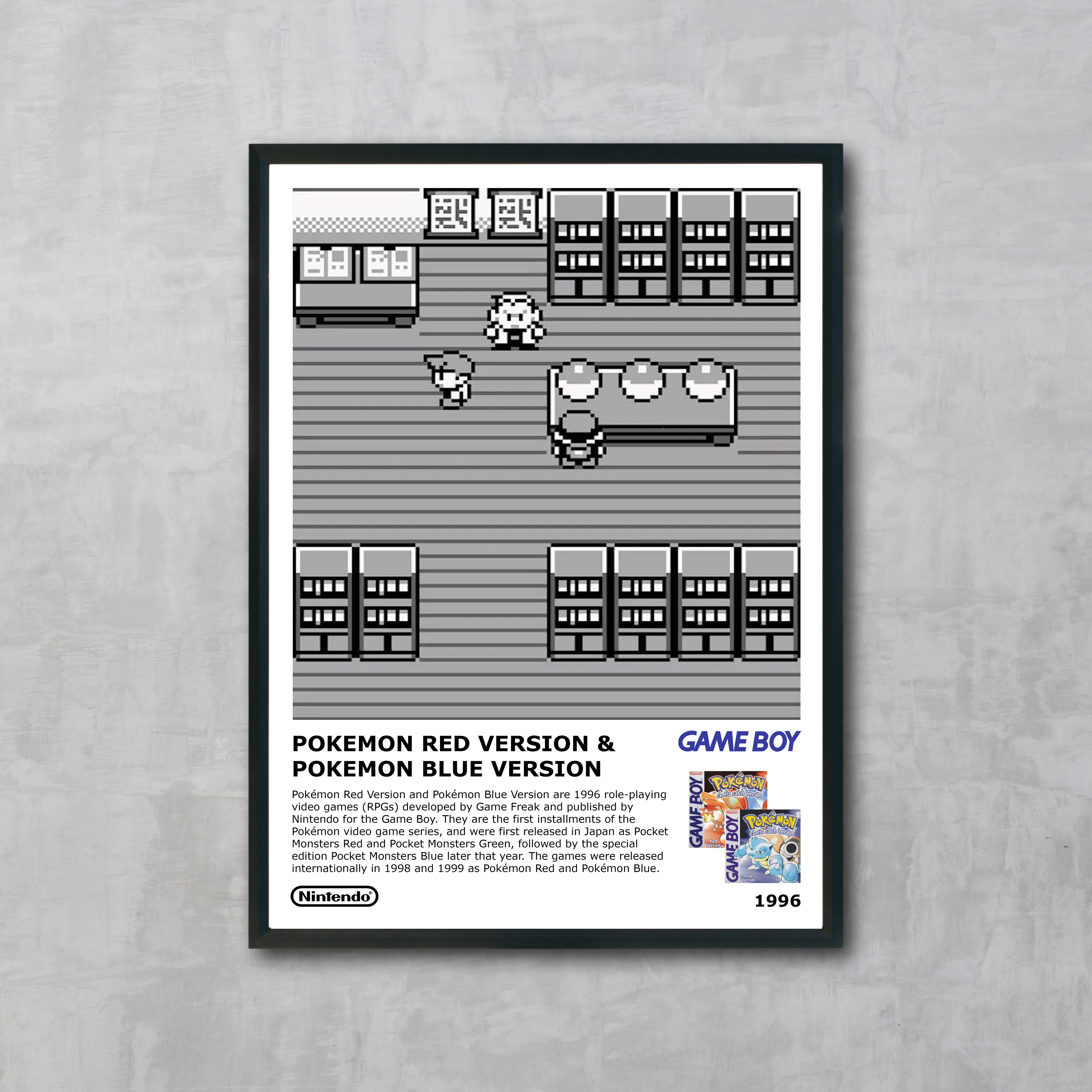 Pokemon Red / Blue - Informative Art Print - A3 Size