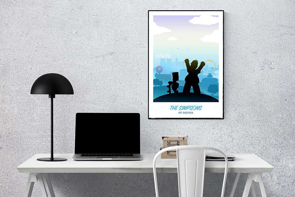 Thumbnail: The Simpsons Hit and Run Inspired Minimalist Art Print - A3 Size