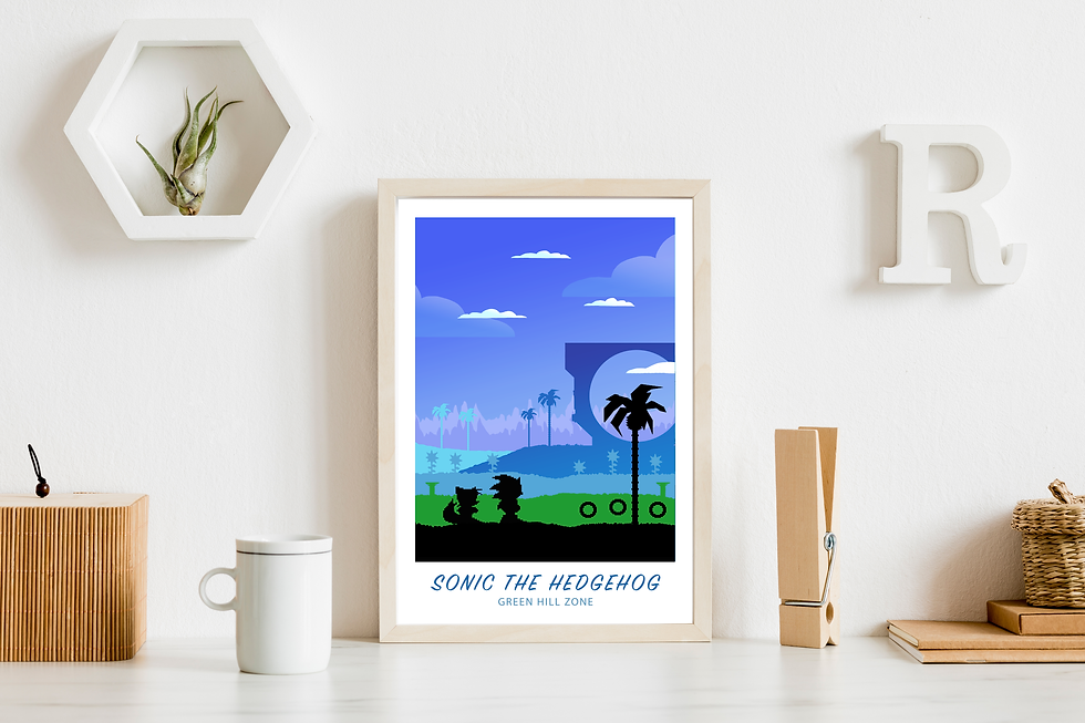 Thumbnail: Sonic Inspired Minimalist Art Print - A3 Size