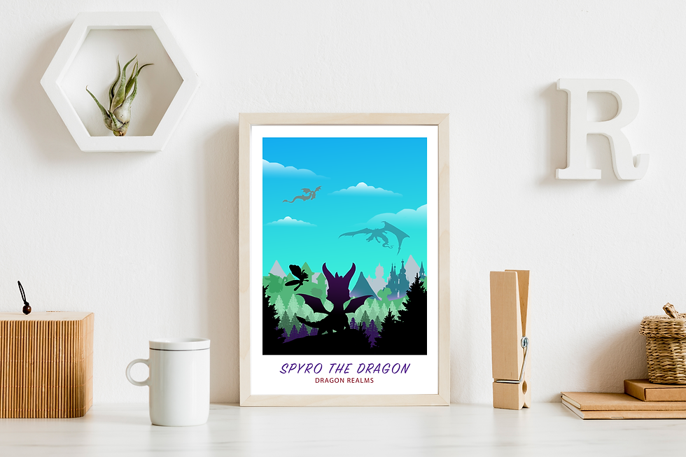 Thumbnail: Spyro Inspired Minimalist Art Print - A3 Size