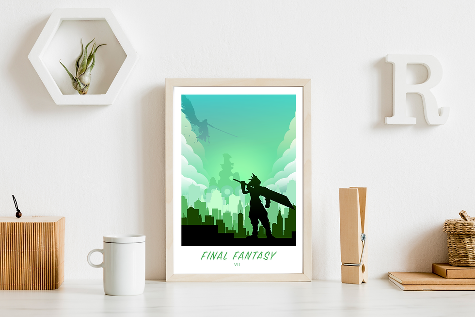Thumbnail: Final Fantasy VII Inspired Minimalist Art Print - A3 Size