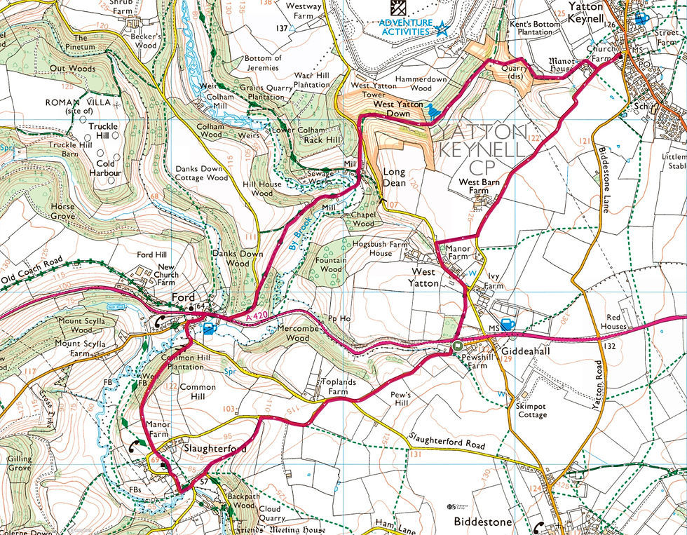 Giddeahall route map. Courtesy of Ordnance Survey