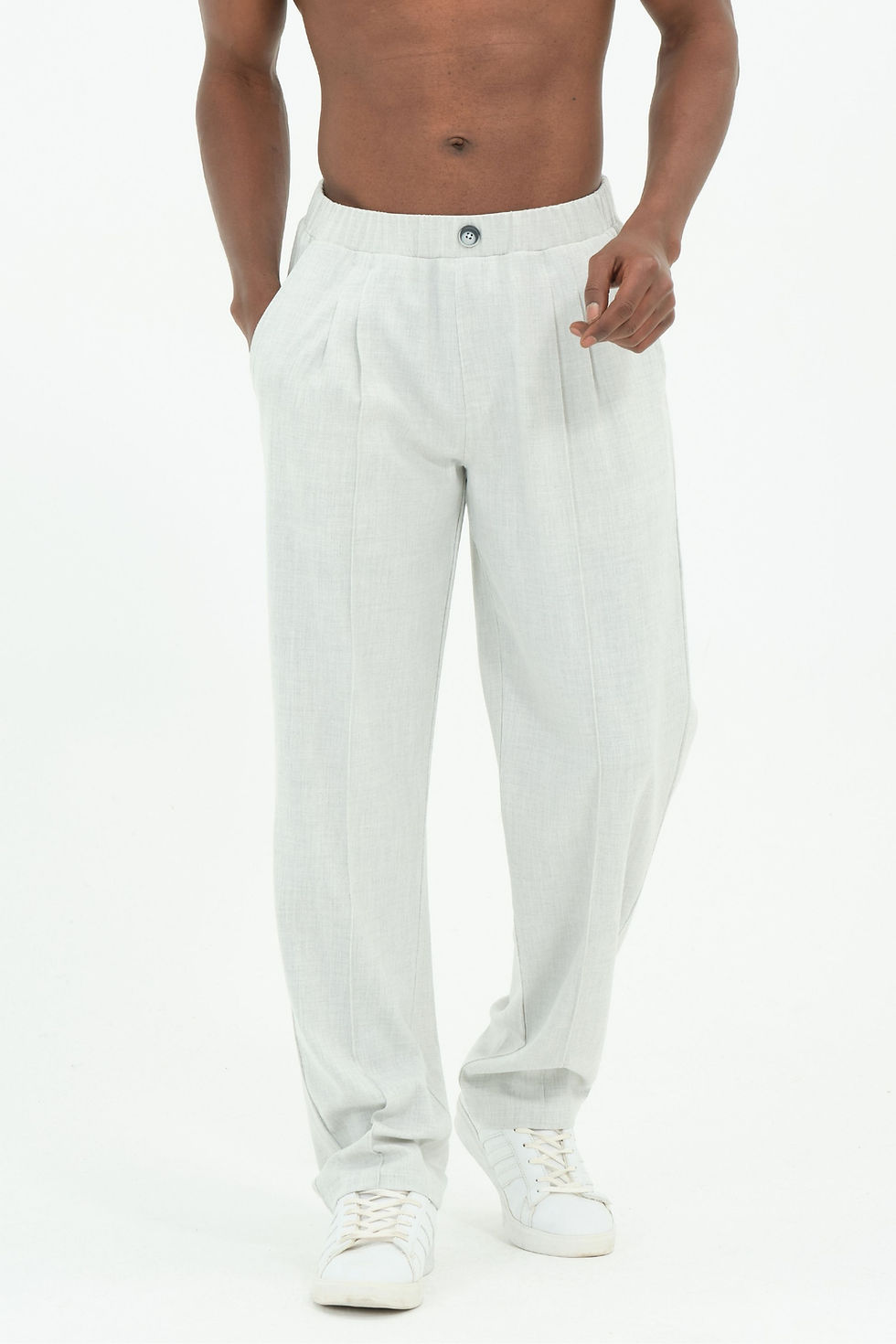 Çımalı Yalancı Düğme Uzun Paça Bol Kalıp Pantolon Buz Gri