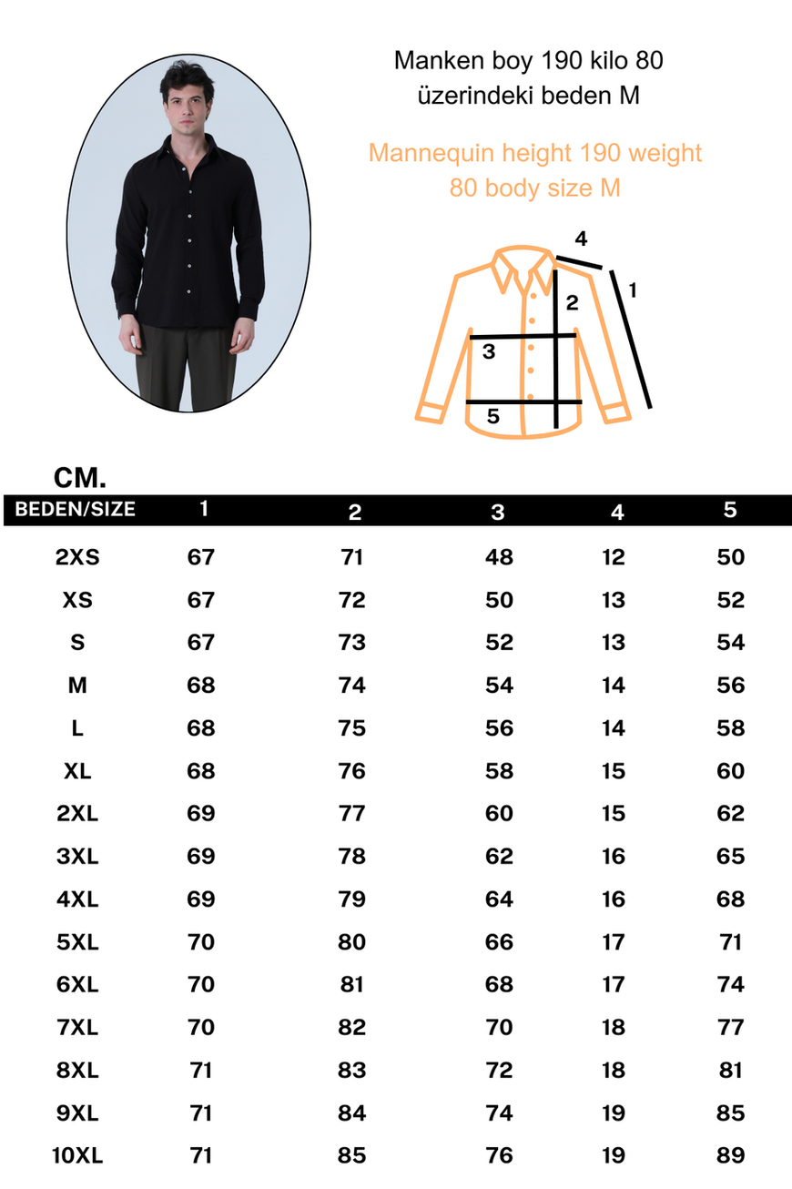 %100 Pamuk Relaxed Uzun Kol Erkek Siyah Gömlek 10XL’ a Kadar