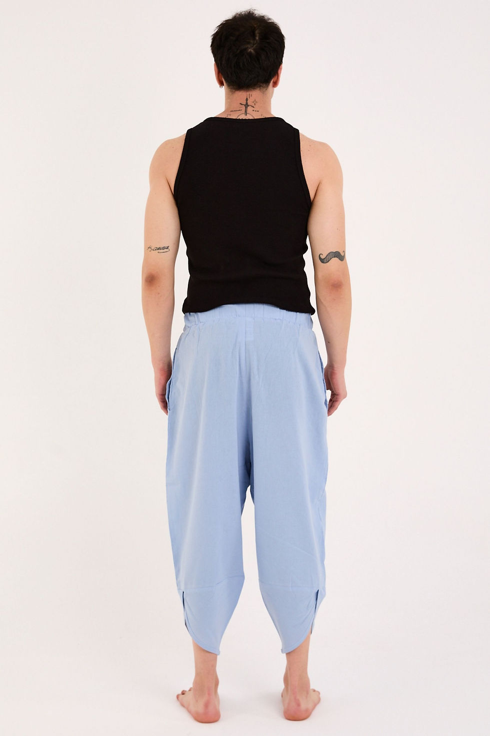 %100 Pamuk Bebe Mavi Unisex Modern Şalvar Yoga Meditasyon Kıyafeti