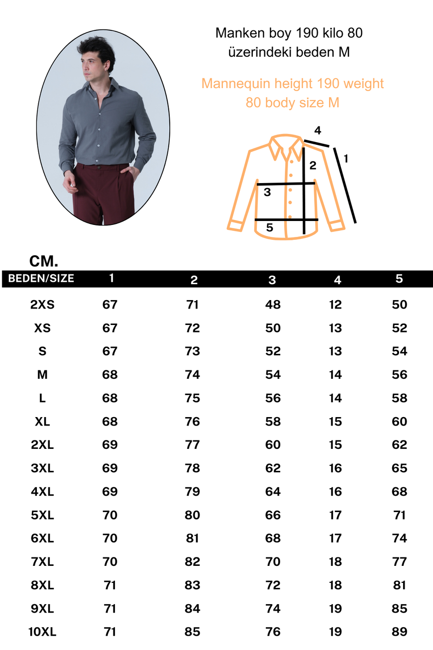 Rahat Basic Erkek Gömlek %100 Pamuk Büyük Beden Koyu Gri