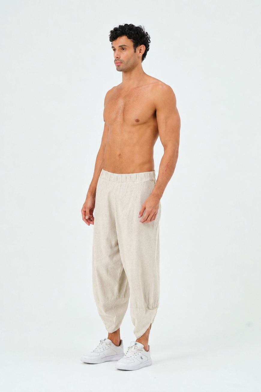 %100 Gerçek Ham Keten 2XS-10XL Modern Şalvar Boyasız ş1-k6