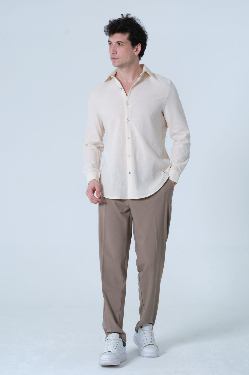 Battal Boy Pileli Regular Fit Vizon Erkek Kumaş Pantolon 2XS-10XL