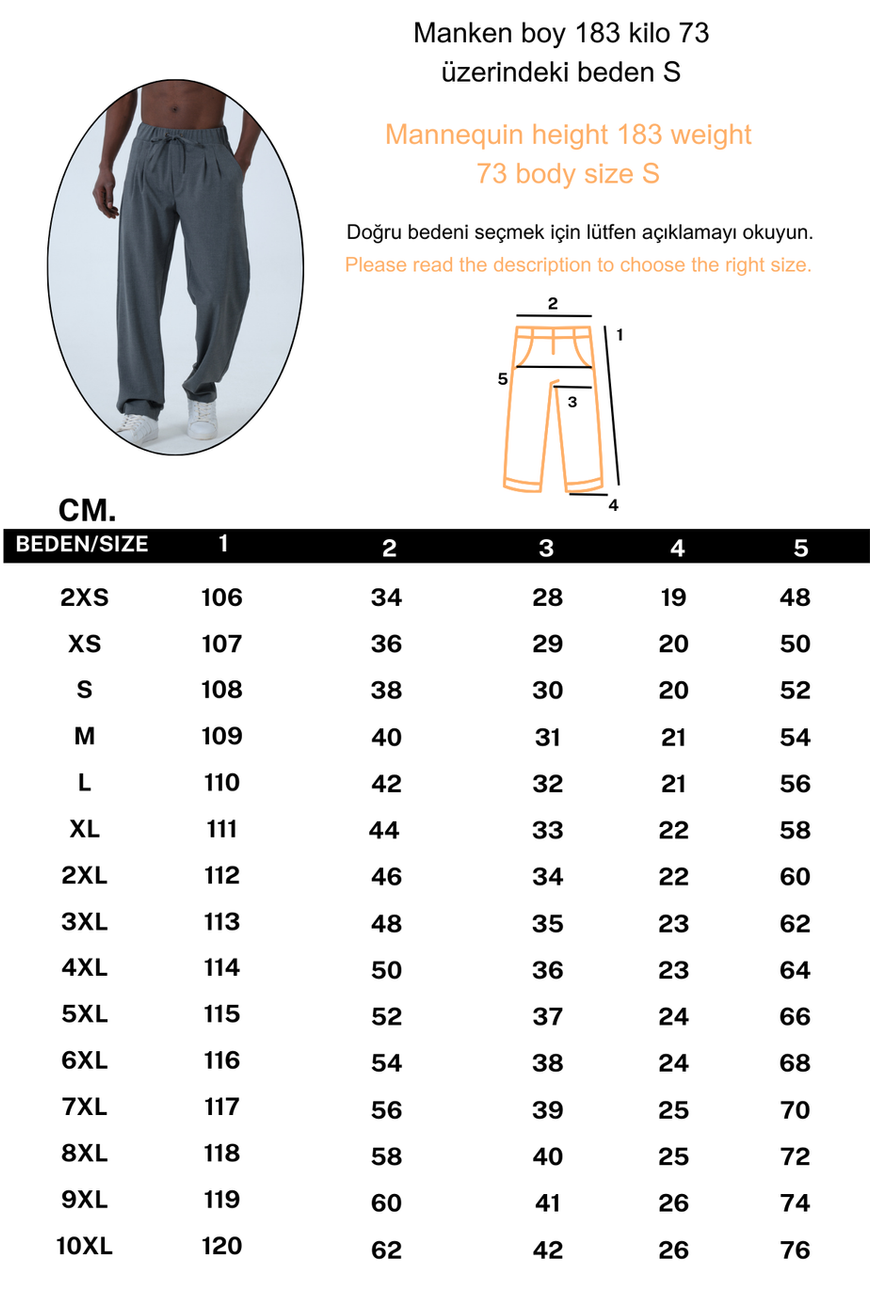 Bol Kesim Pileli Beli Lastikli Koyu Gri Baggy Kumaş Pantolon c42