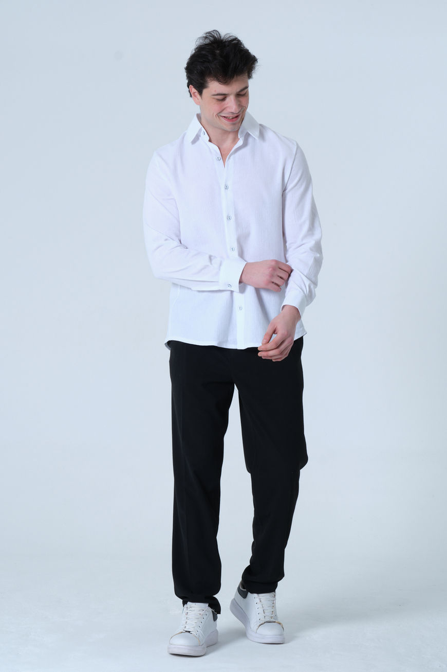 2XS-10XL %100 Pamuk Rahat Kesim Yazlık Beyaz Erkek Gömlek