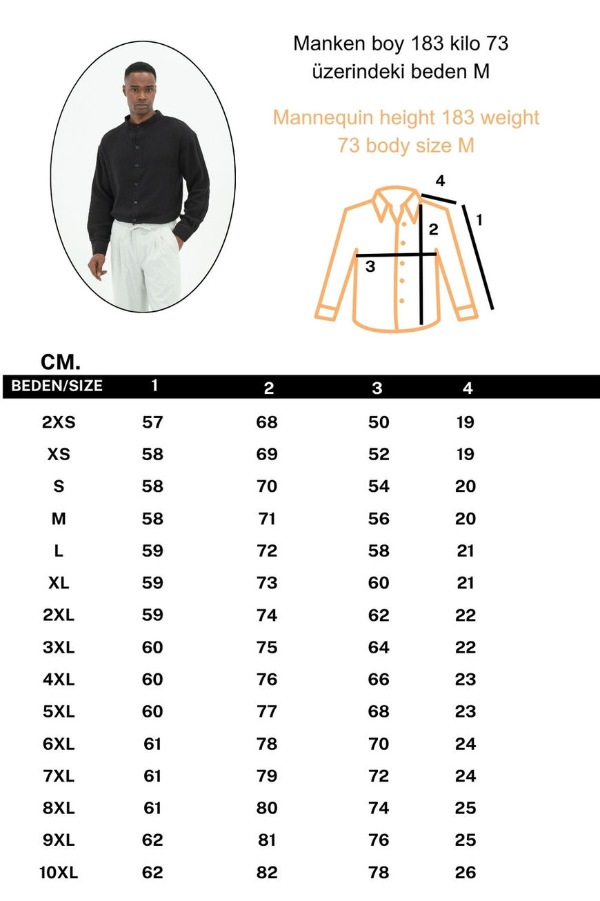 XS-10XL %100 Pamuk Hakim Yaka Siyah Müslin Gömlek