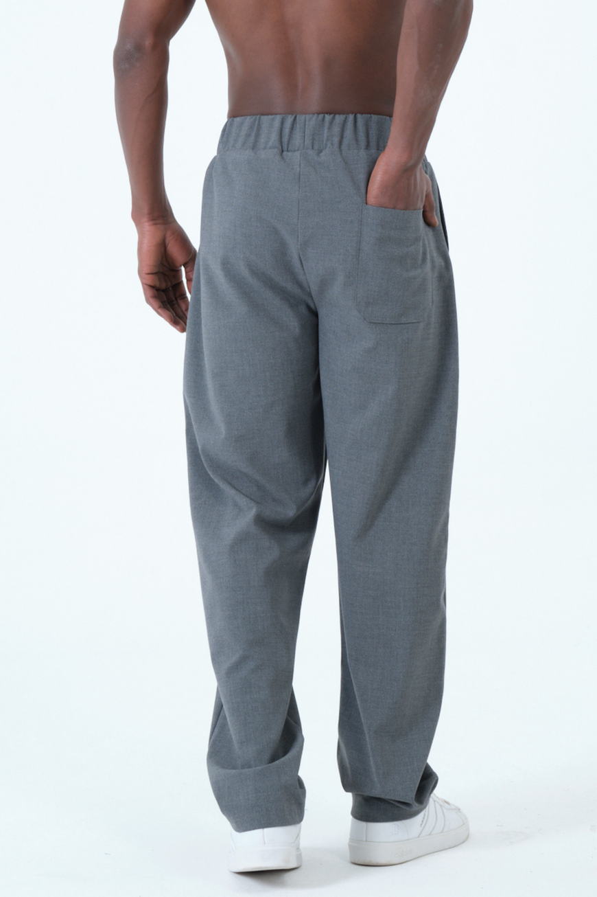 Büyük Beden Yalancı Düğme Çımalı Baggy Pantolon Koyu Gri d40