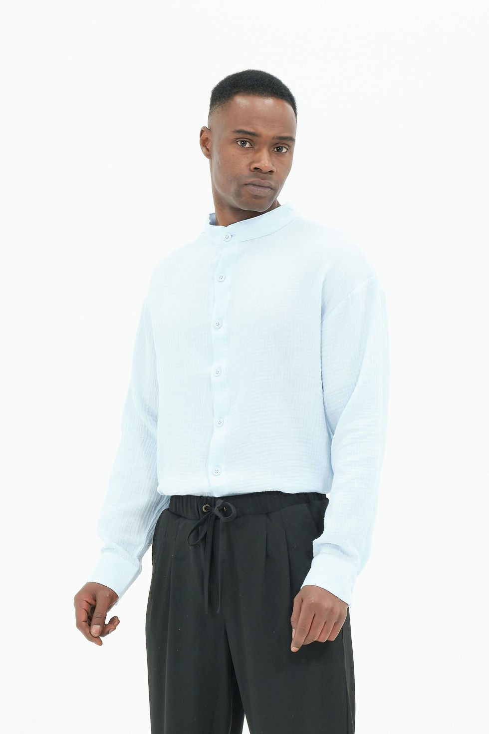 Büyük Beden Pamuklu Erkek Müslin Gömlek Bebe Mavi