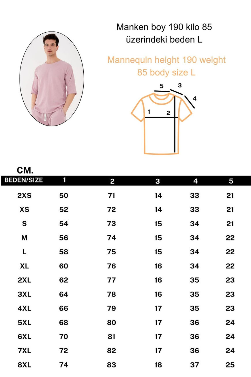 2’li Takım %100 Pamuk Lila Tişört ve Şort 2XS-10XL Beden