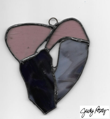 Abstract Heart Art Glass Suncatcher