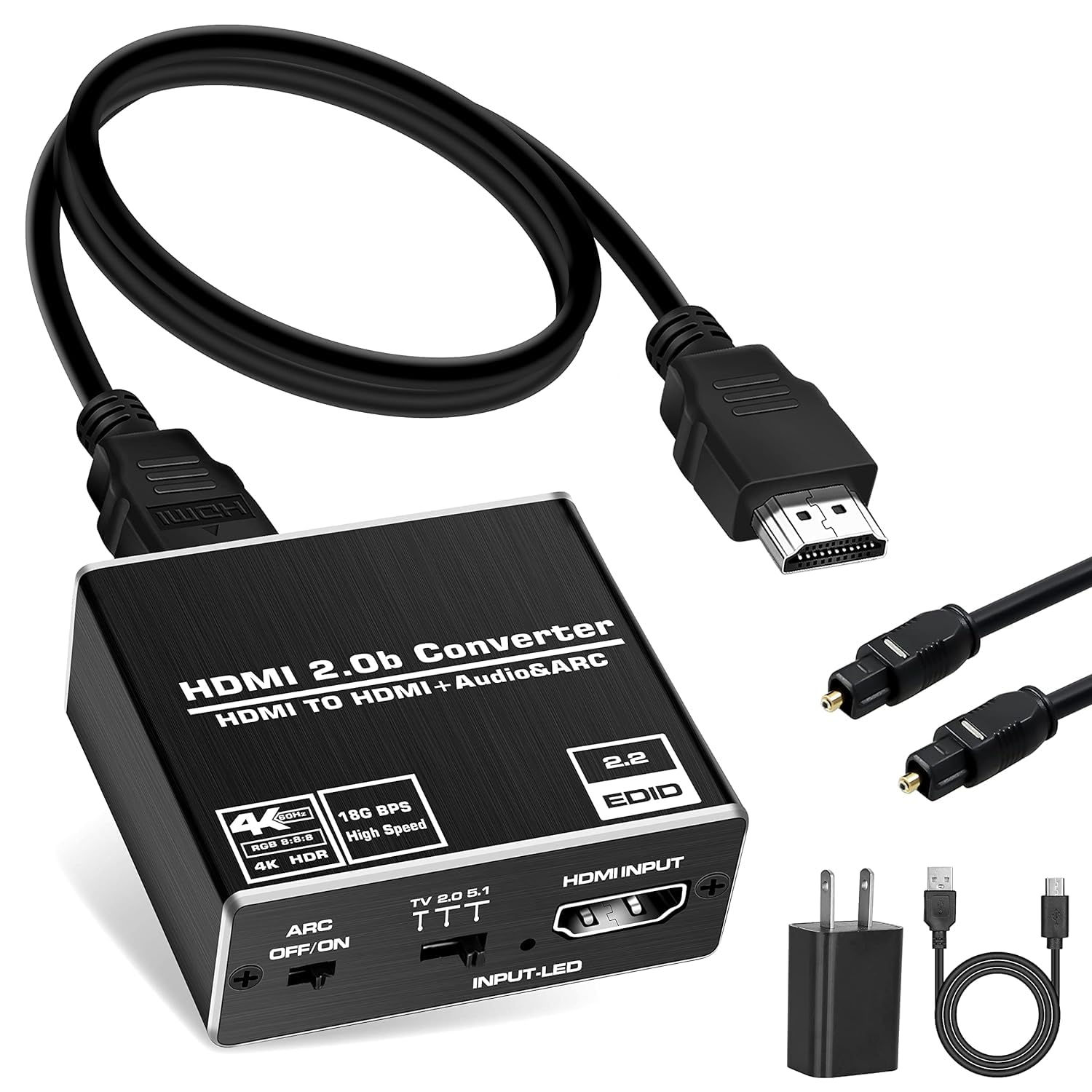 HDMI ARC to Optical Audio Adapter NEWCARE 4K@60Hz HDMI Audio Splitter Converter 