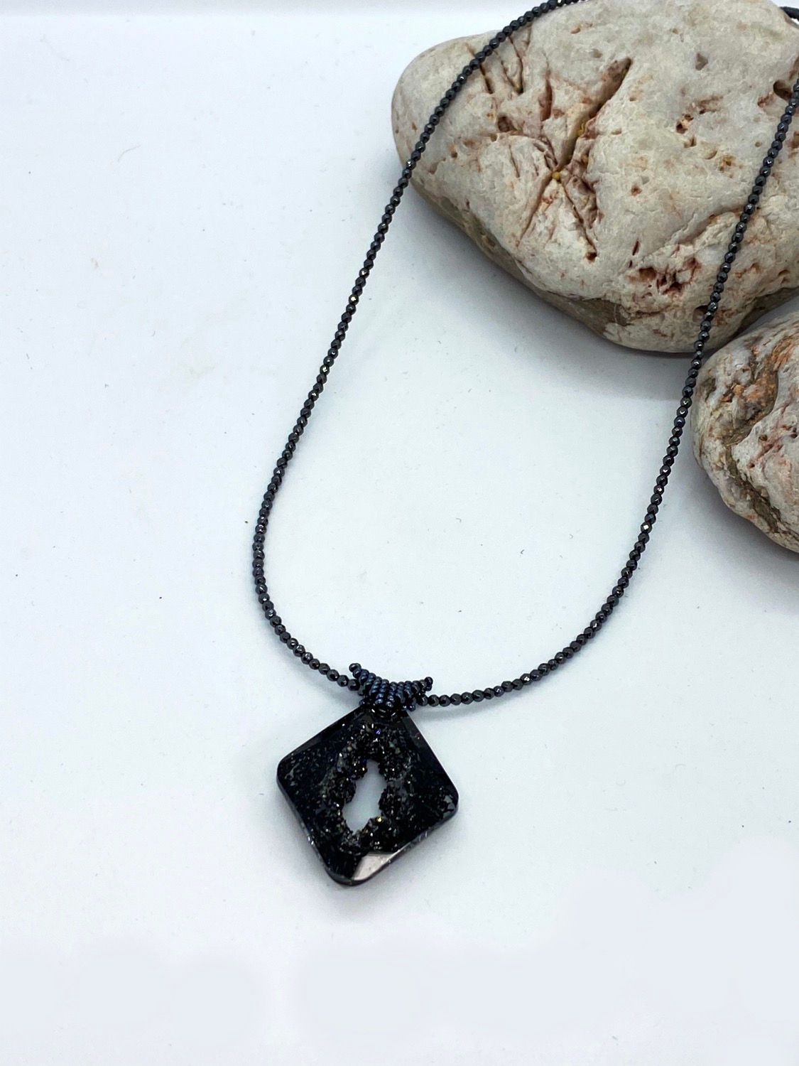 Swarovski growing pendant with Hematite necklaces 
