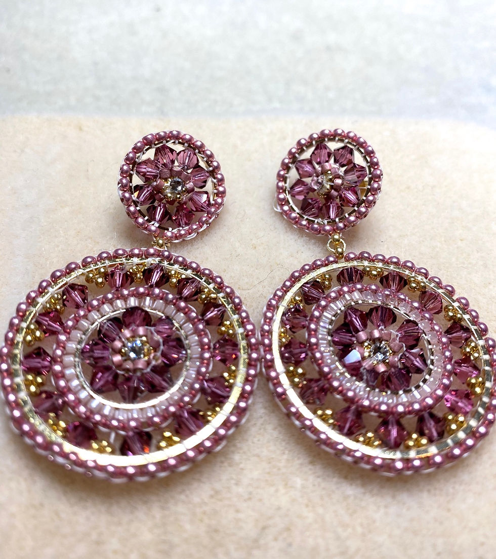 Pink Swarovski large earrings 
