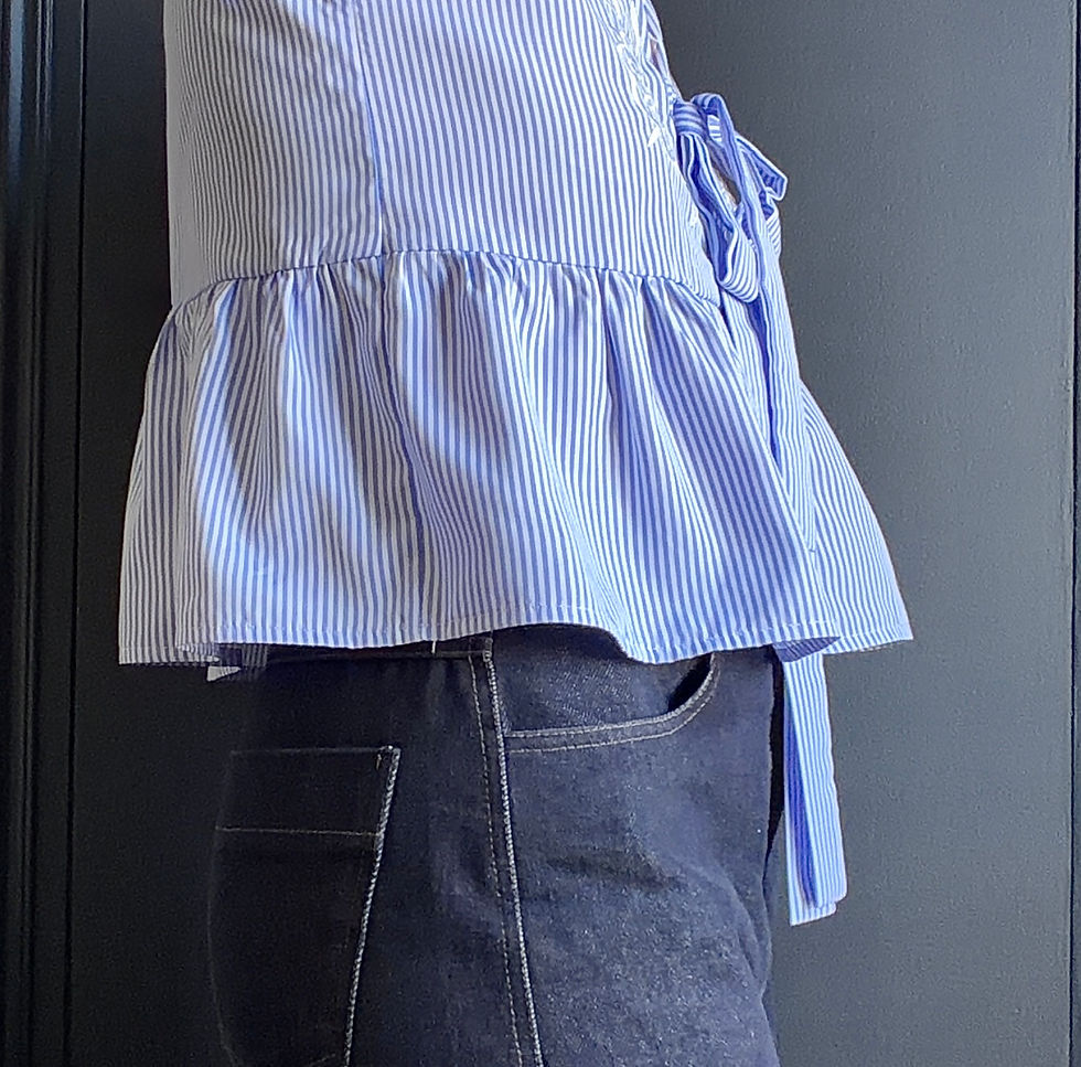Miniature : Blouse Nouée Broderie & Rayures