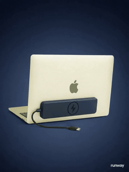 Gen-4 Turbo The charger device gently detaches and reattaches magnetically to the MacBook 