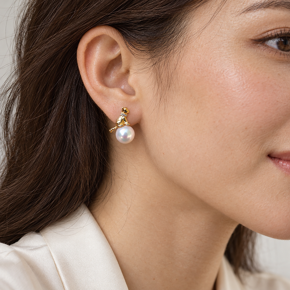 Thumbnail: Curious Cat earrings wearing illustration