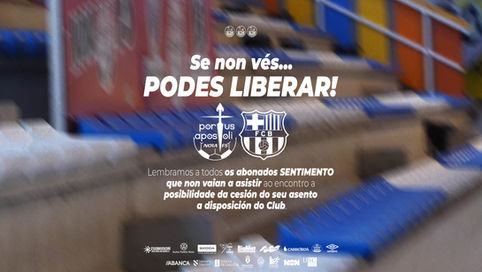 INFORMACIÓN A ABONADOS SENTIMENTO | Noia Portus Apostoli FS vs Barça