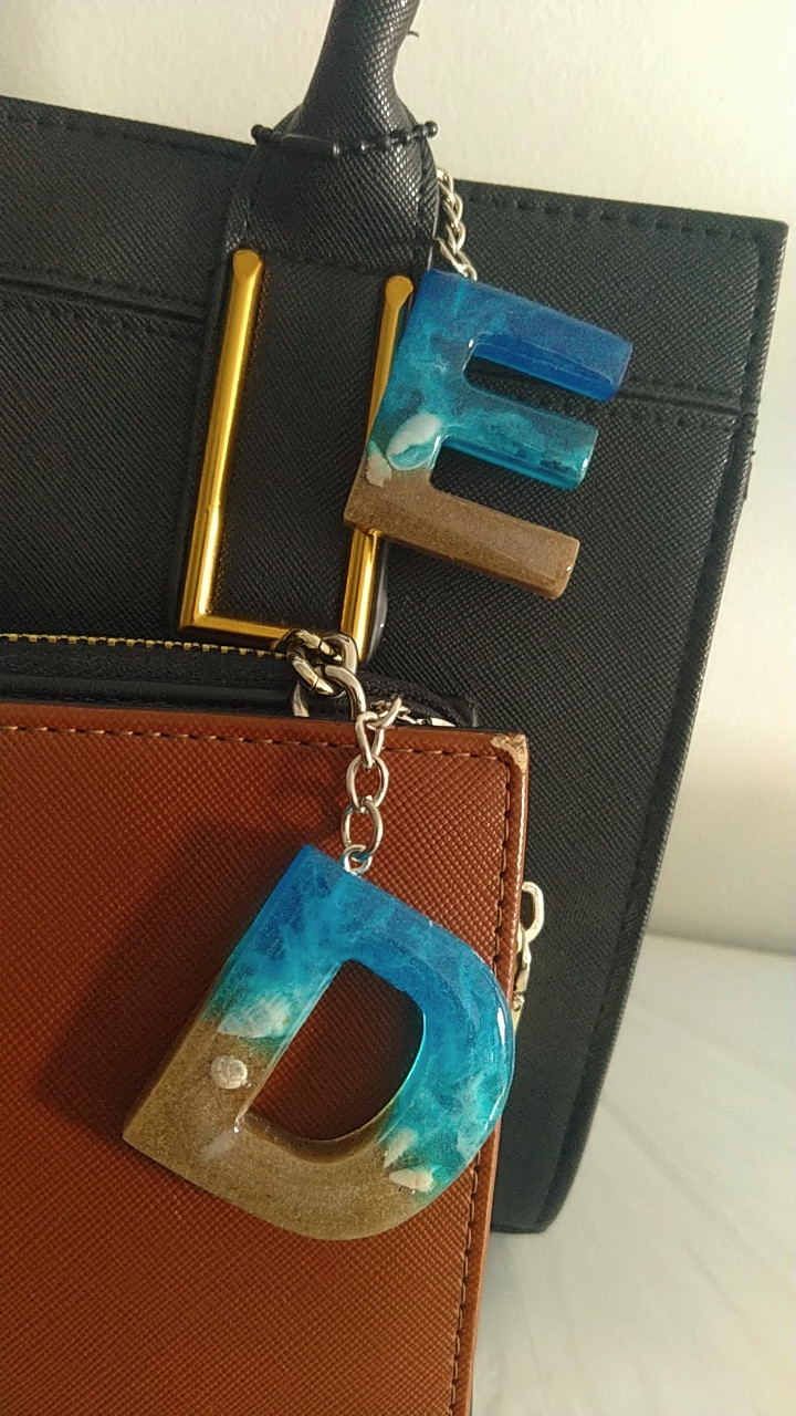Resin Alphabet Keychain - Beach Themed