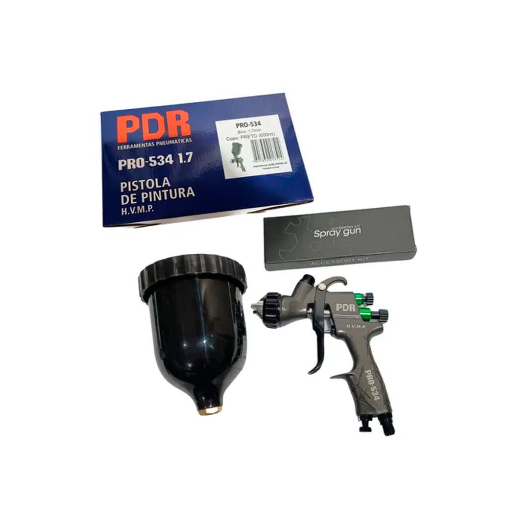 Pistola De Pintura HVLP PDR Pro-534 1.7mm Profissional Automotiva