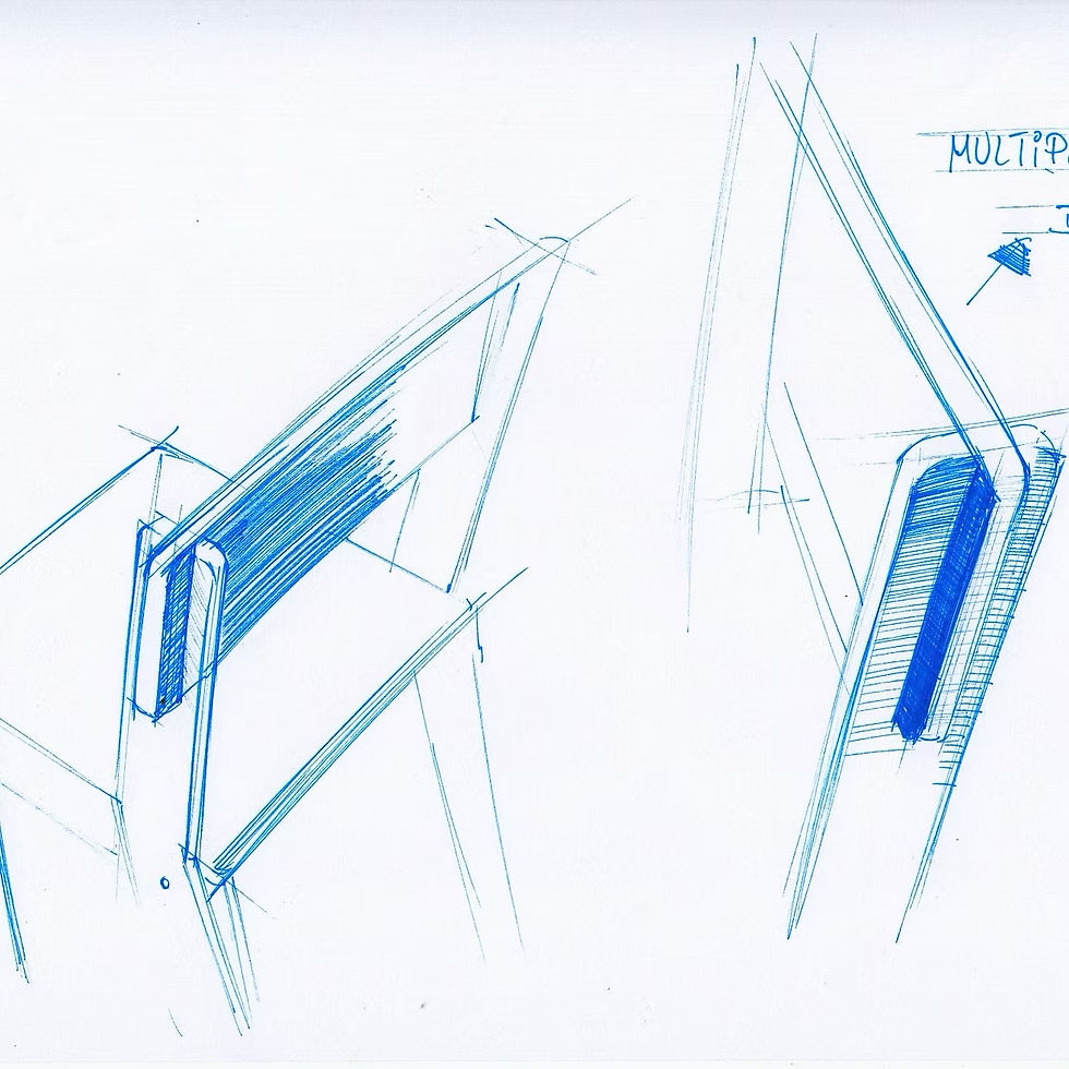 Designer erstellt eine Möbeldesign Skizze als Kommunikationsmittel im Kundengespräch.