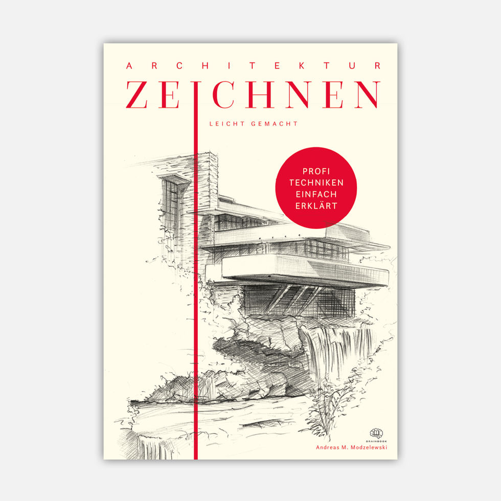Cover des BrainBook-Buchs „Architektur zeichnen lernen“ zum Zeichnen von Gebäuden, Perspektive und schnellen Skizzen