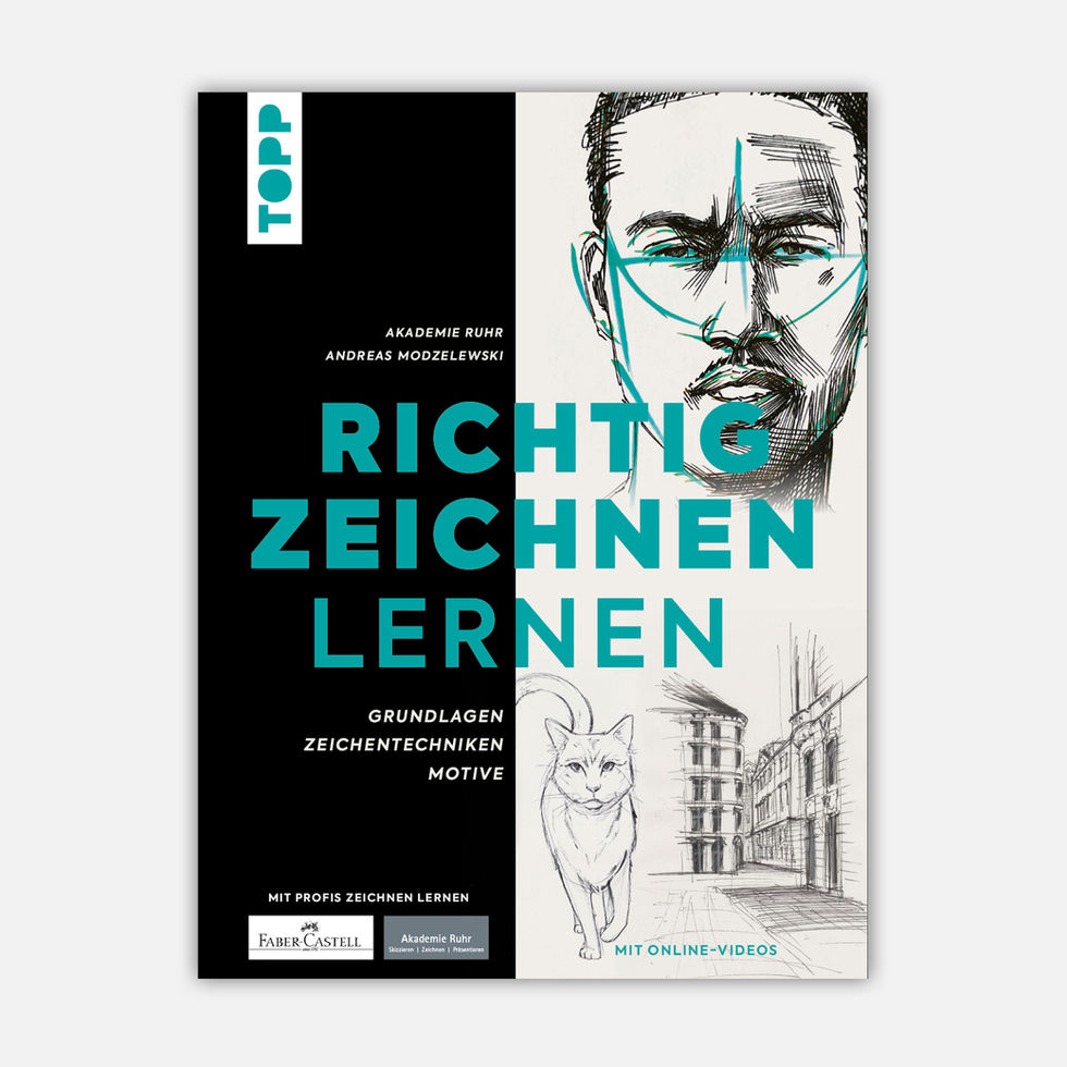 TOPP Buchcover „Richtig zeichnen lernen“: Grundlagen, kreative Motive und Zeichentechniken für Anfänger kompakt erklärt