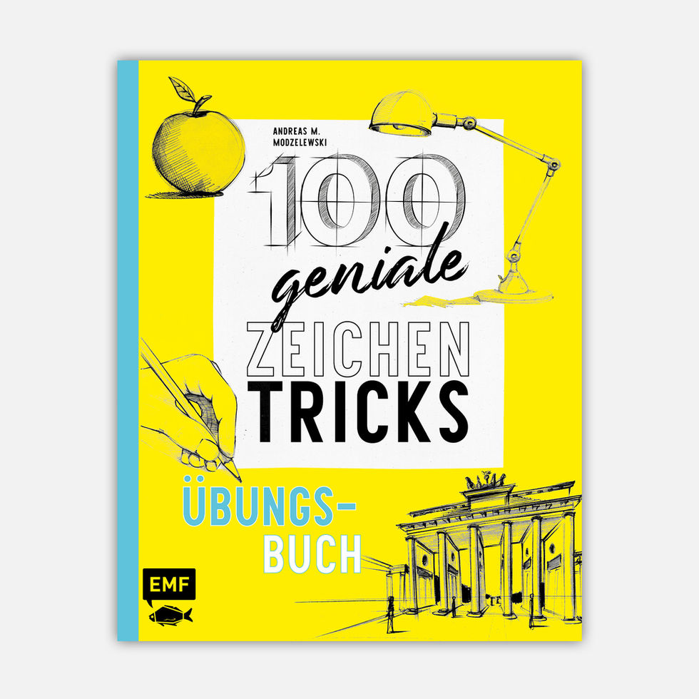 Cover des EMF-Buchs „100 geniale Zeichentricks – Workbook“ mit praktischen Übungen zum einfachen Zeichnenlernen
