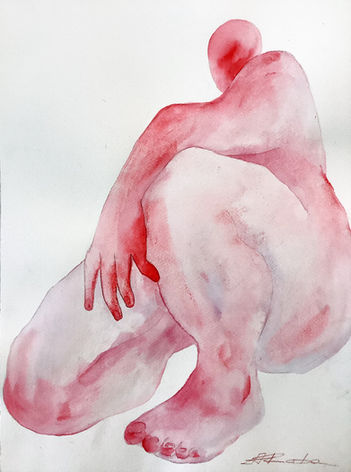 Figurative Aquarellstudie einer sitzenden Person – freie Malerei am IBKK Bochum.