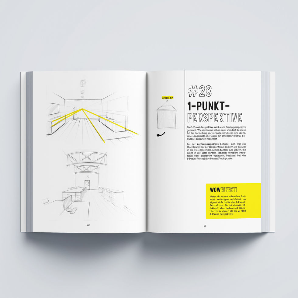 Offene Doppelseite aus dem EMF Buch mit Schritt-für-Schritt-Anleitungen zum Lernen und Verbessern eigener Motive