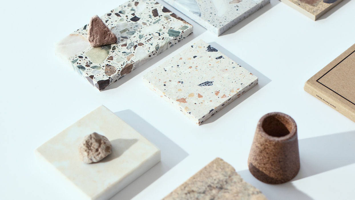 Verschiedene Stein- und Oberflächenmuster für die professionelle Materialauswahl und Materialplanung im Interior Design.