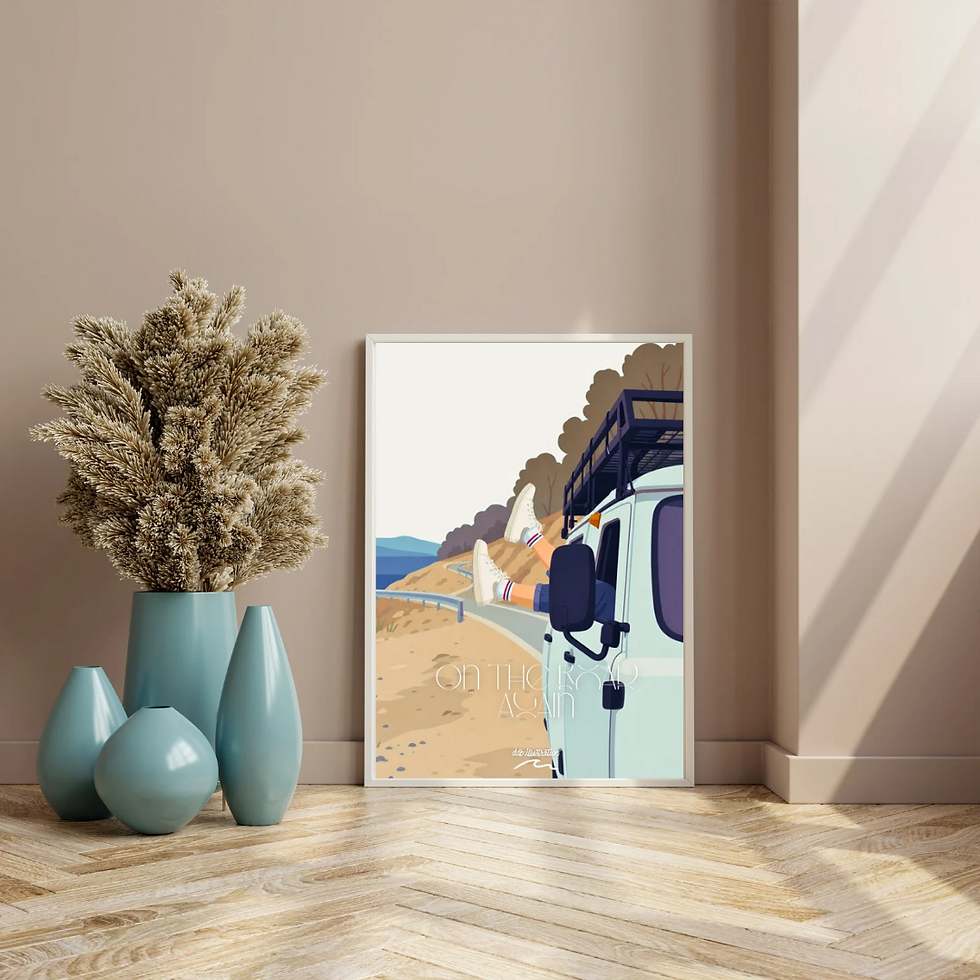 Miniature : Affiche déco Van vintage - Illustration road trip Sud-ouest