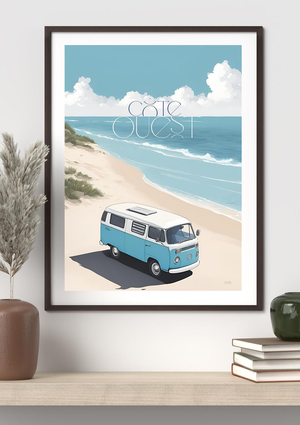 Miniature : Affiche van Côte Ouest – Illustration plage des Landes