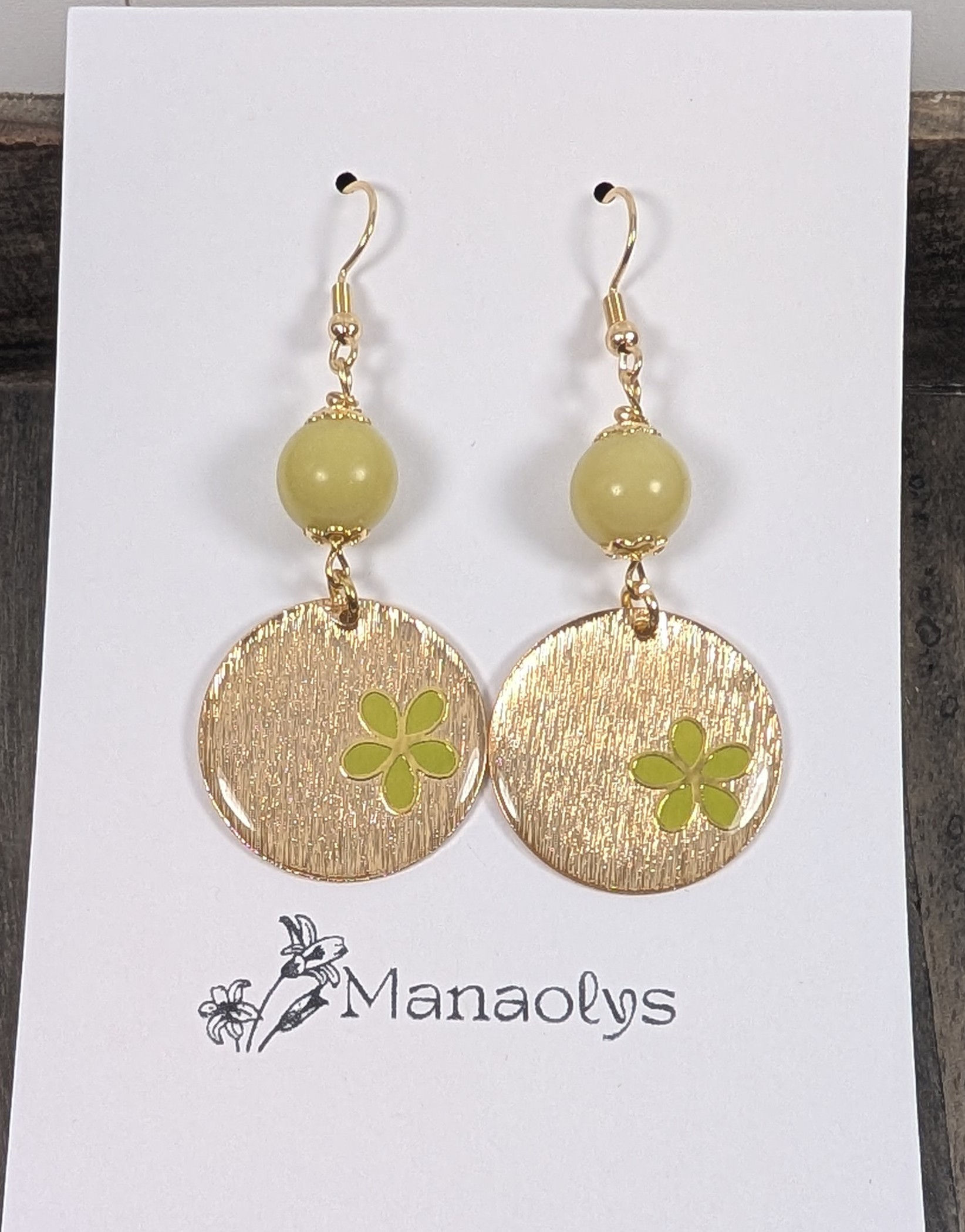 Boucles d'oreilles MIA, vert et doré