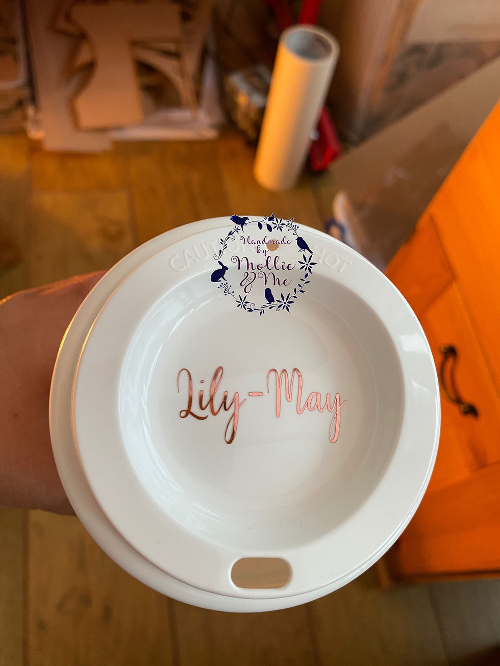 Thumbnail: Vinyl butterflies & name rose gold mirror